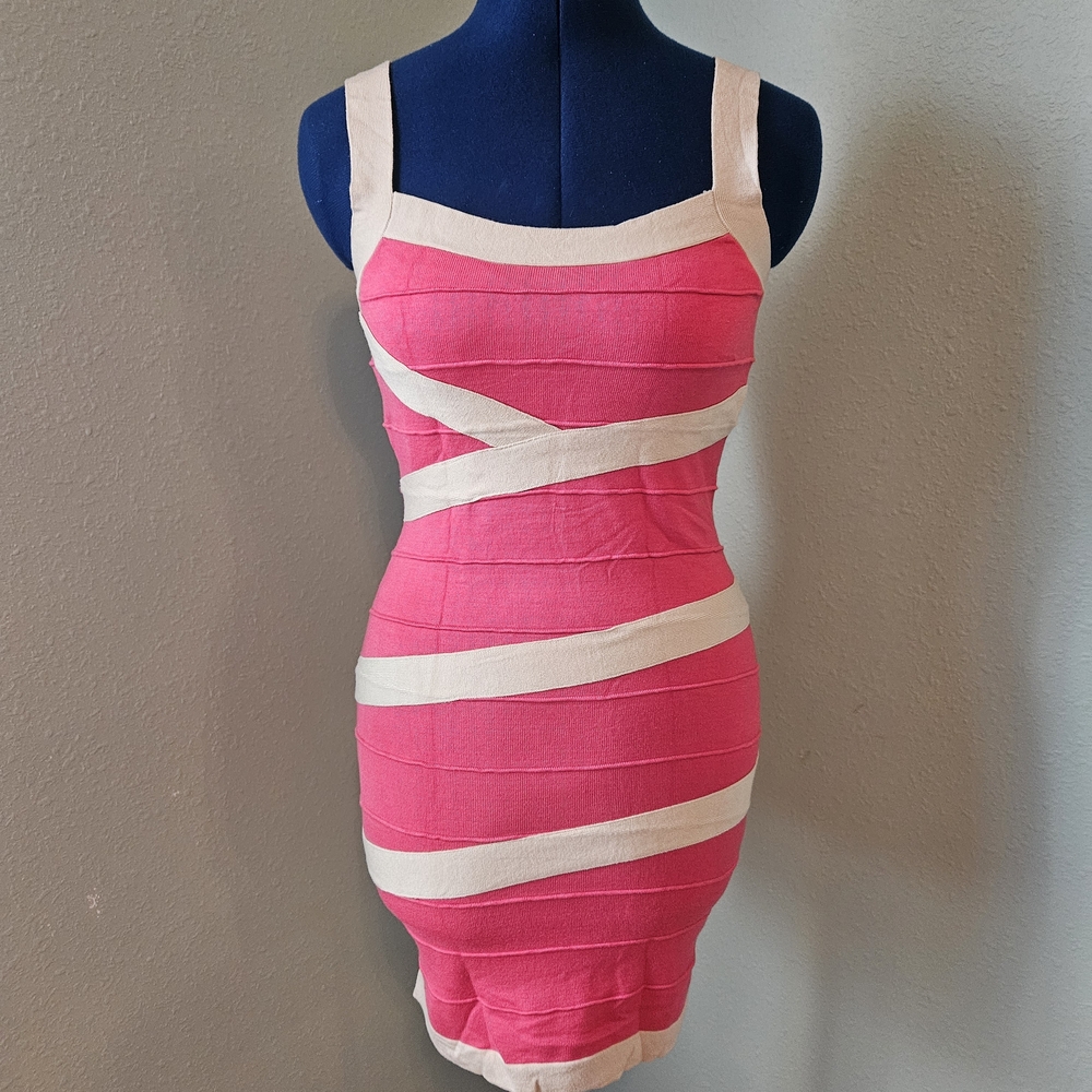 Forever 21 Pink and Cream Knit Midi Dress
